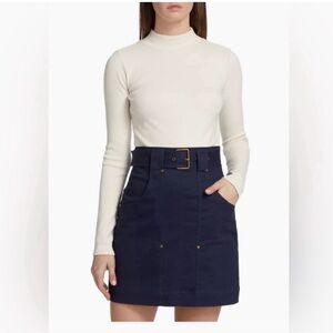 Veronica Beard Cream and Navy Long Sleeve Dress